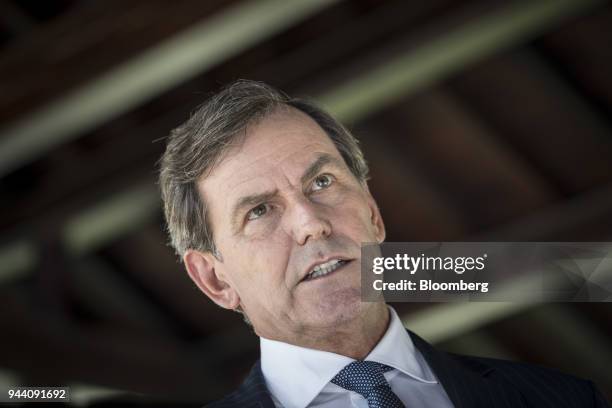 Mike Wells, chief executive officer of Prudential Plc, speaks during a Bloomberg Television interview on the sidelines of the Boao Forum for Asia...