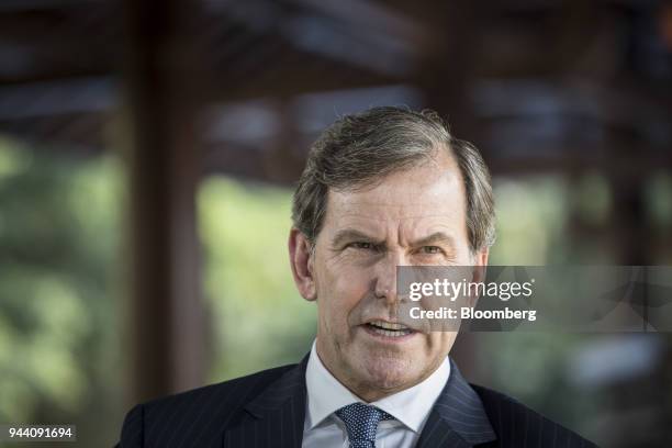 Mike Wells, chief executive officer of Prudential Plc, speaks during a Bloomberg Television interview on the sidelines of the Boao Forum for Asia...