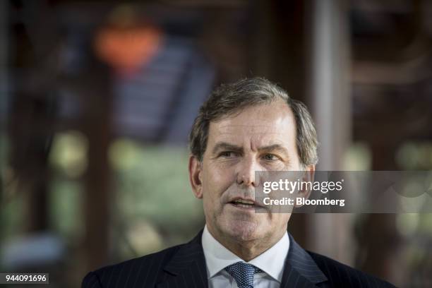 Mike Wells, chief executive officer of Prudential Plc, speaks during a Bloomberg Television interview on the sidelines of the Boao Forum for Asia...