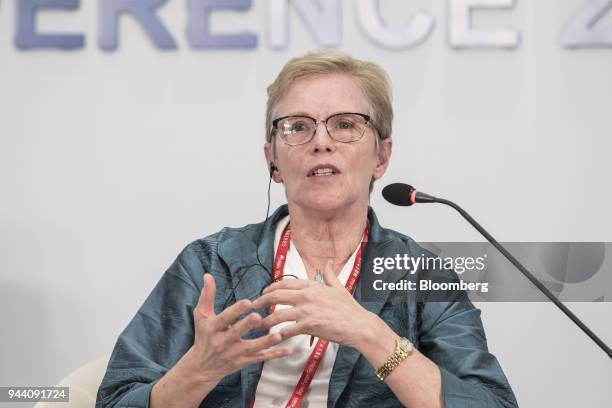 Ellen Richey, vice chairman of Visa Inc., speaks during a session at the Boao Forum for Asia Annual Conference in Boao, China, on Tuesday, April 10,...