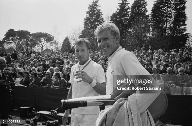 Australian tennis player Rod Laver and English tennis player Mark Cox at Bournmouth, UK, 27th April 1968.