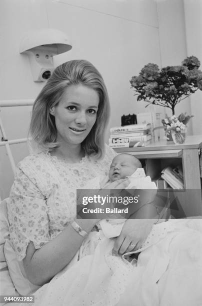 British Labour Party politician and BBC producer and presenter Margaret Jay, Baroness Jay of Paddington, with her newborn daughter, UK, 22nd April...