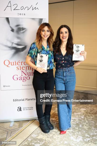 Actresses Nuria Gago and Leticia Dolera attend 'Quiereme Siempre' book presentation as 'Azorin De Novela' Award Winner on April 9, 2018 in Madrid,...