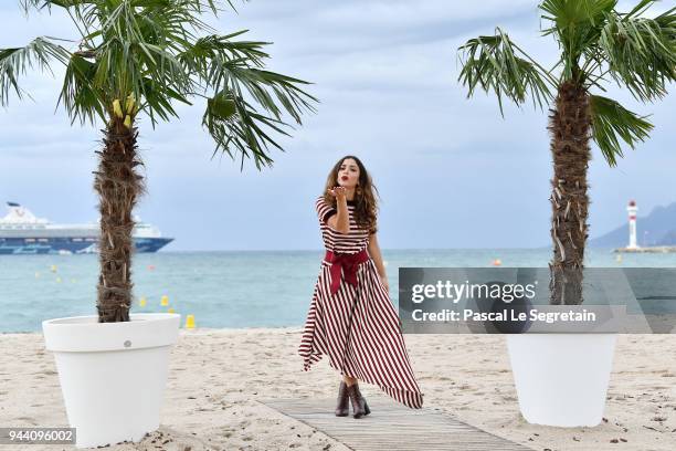 Paulina Davila attends "Aqui En La Tierra" Photocall during the 1st Cannes International Series Festival on April 10, 2018 in Cannes, France.