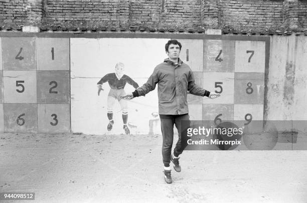 Dino Zoff, goalkeeper for Juventus, pictured during team training session in Turin, Italy, 10th November 1977.