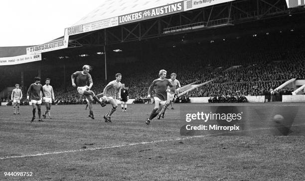 English League Division One derby match at Maine Road, Manchester City 1 v Manchester United 2, United's Bobby Charlton scores his second goal of the...