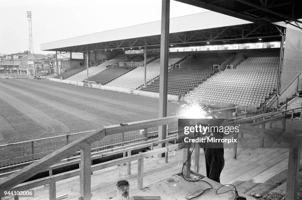 New West Stand at Valley Parade, home of Bradford City FC, 8th December 1986.