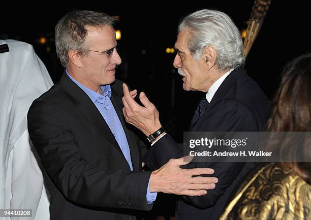 Actors Christopher Lambert and Omar Sharif attend the In Focus France Reception during day six of the 6th Annual Dubai International Film Festival...