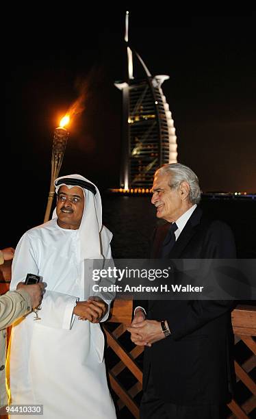 Chairman Abdulhamid Juma and actor Omar Sharif attend the In Focus France Reception during day six of the 6th Annual Dubai International Film...