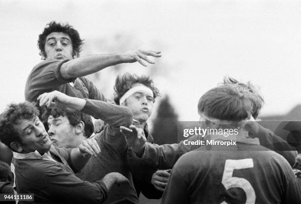 London Wasps v Llanelli Scarlets, Rugby Union match, March 1970.