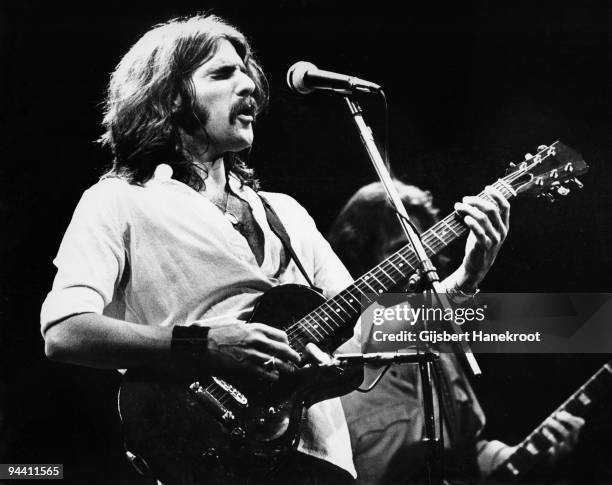 Glenn Frey of The Eagles performs on stage at Ahoy on May 11th 1977 in Rotterdam, Netherlands.