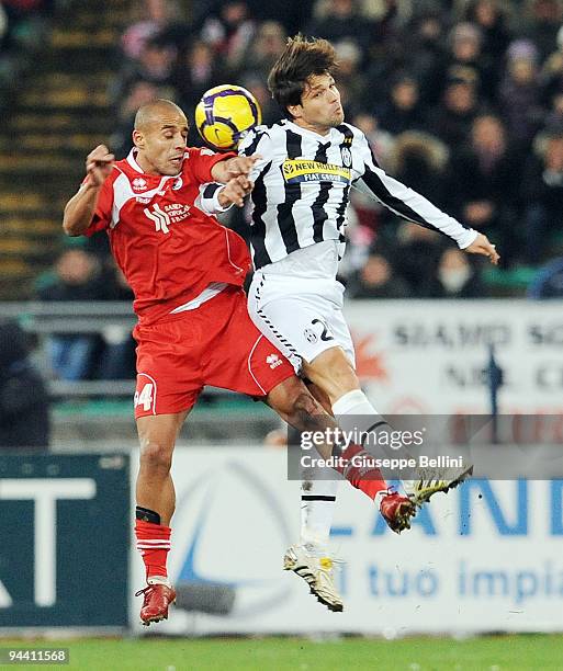 Sergio Almiron of AS Bari and Diego of Juventus FC in action during the Serie A match between AS Bari and Juventus FC at Stadio San Nicola on...