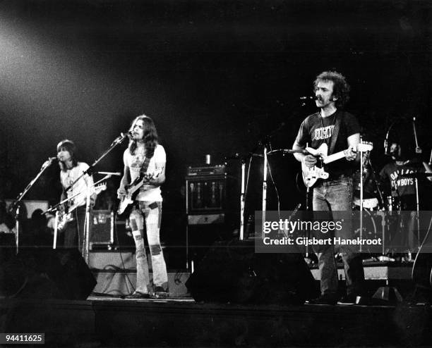 Randy Meisner, Glenn Frey, Bernie Leadon and Don Henley of The Eagles perform on stage c 1974 in United States.