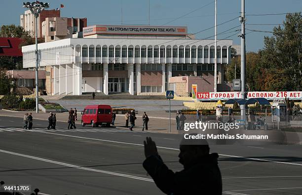 Man takes pictures on October 19, 2008 in Tiraspol in Moldova . Tiraspol is the second largest city in Moldova and is the capital and administrative...