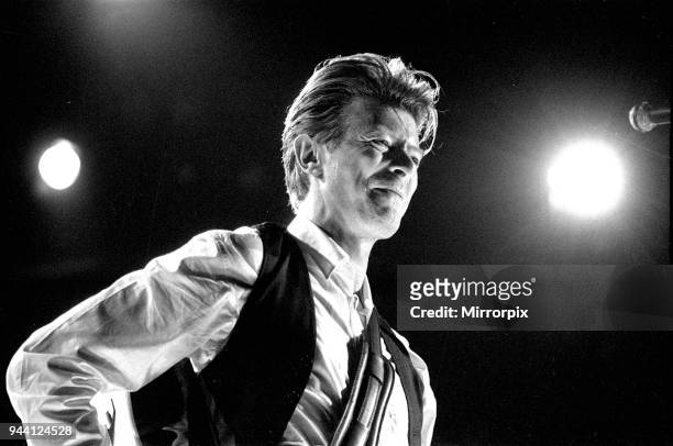 David Bowie on stage at the Birmingham NEC during the first leg of his Sound and Vision Tour, Picture taken 19th March 1990.