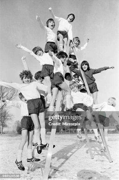 Little Downham Boys Team, made up of 10 year olds from Downham Foeffees Junior School, near Ely, Cambridgeshire, 2nd December 1973. Daily Mirror...