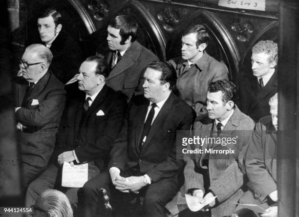The Ibrox Disaster happened on Saturday 2nd January 1971, Picture:- Celtic players at memorial service, Glasgow Cathedral. Celtic Manager Jock Stein...