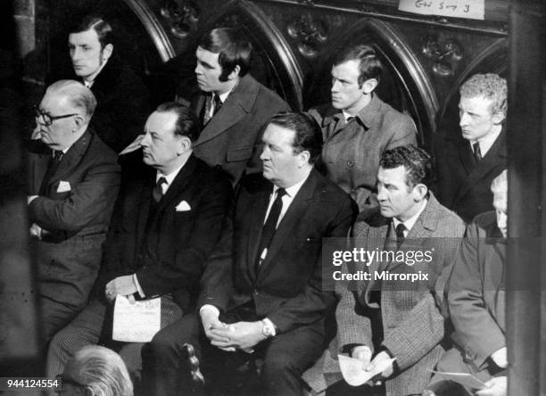 The Ibrox Disaster happened on Saturday 2nd January 1971, Picture:- Celtic players at memorial service, Glasgow Cathedral. Celtic Manager Jock Stein...