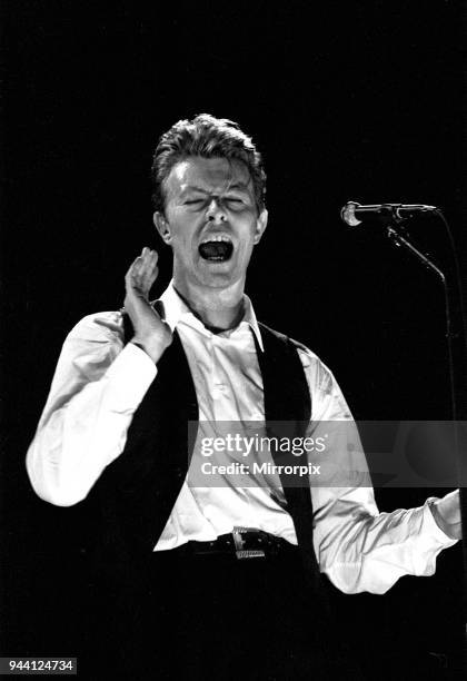 David Bowie on stage at the Birmingham NEC during the first leg of his Sound and Vision Tour, Picture taken 19th March 1990.