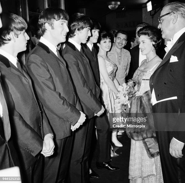 The Royal Variety Performance 4th November 1963 Princess Margaret is introduced to The Beatles, 4th November 1963.