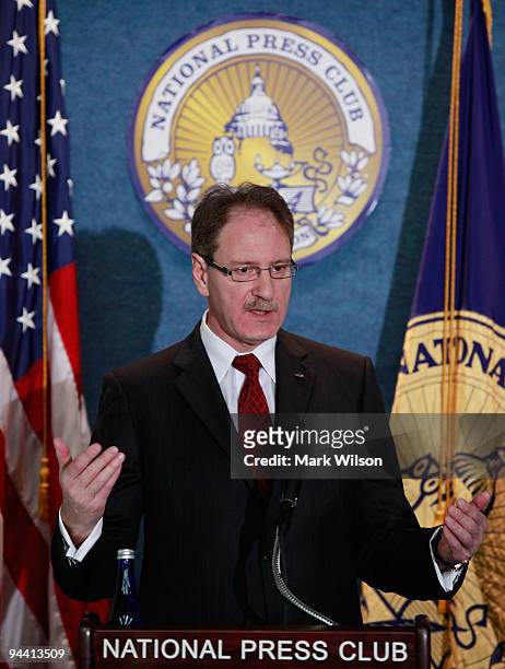 Audi of America President Johan de Nysschen speaks at the National Press Club on December 14, 2009 in Washington, DC. De Nysschen spoke about the...