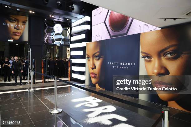 General view of Sephora loves Fenty Beauty by Rihanna store event on April 5, 2018 in Milan, Italy.