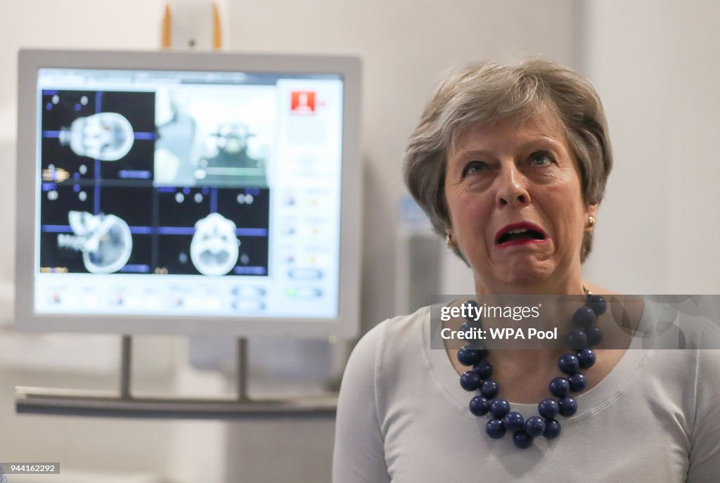 Theresa May Visits Hospital To Announce New Funding And Research Into Prostate Cancer