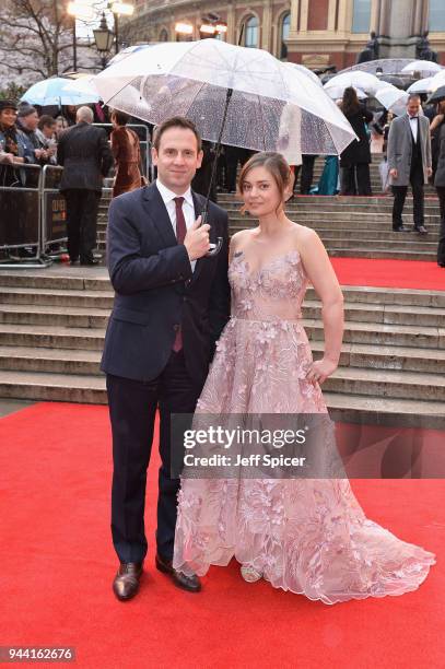 Patrick Myles and Amy Noble attend The Olivier Awards with Mastercard at Royal Albert Hall on April 8, 2018 in London, England.