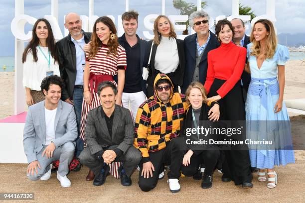 Alfonso Dosal , Paulina Davila , Gael Garcia Bernal , Kyzza Terrazas , Aradna Gil and Sofia Sisniega attend 'Aqui En La Tierra' Photocall during the...