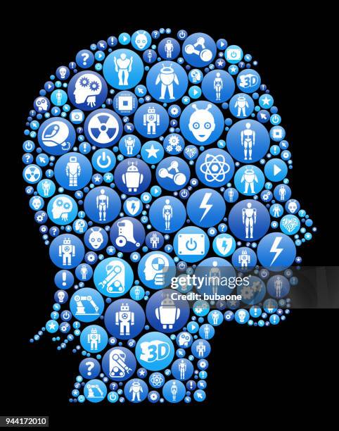 woman's face portrait blue icon pattern background - exoskeleton stock illustrations