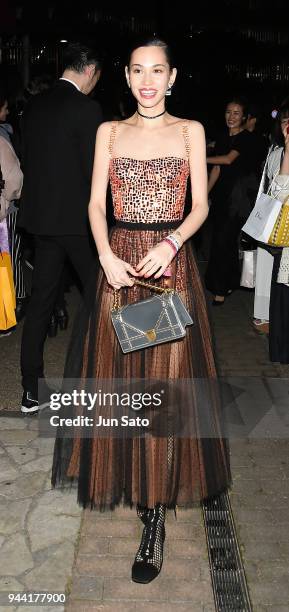 Kiko Mizuhara arrives at the Dior Addict Lacquer Plump Party at 1 OAK on April 10, 2018 in Tokyo, Japan.