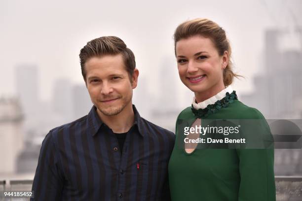 Matt Czuchry and Emily VanCamp pose in London to promote their new medical TV drama 'The Resident' on April 10, 2018 in London, England.
