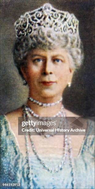 Cigarette card depicting Mary of Teck Queen of the United Kingdom and the British Dominions, and Empress of India as wife of King George V. Dated...