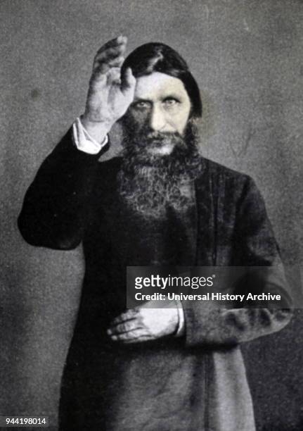 Photographic portrait of Grigori Rasputin a Russian mystic and self-proclaimed holy man who befriended the family of Tsar Nicholas II and gained...