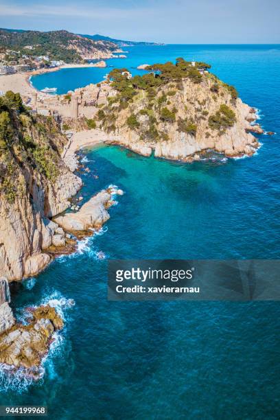 aerial view of tossa de mar, catalunya, spain - tossa de mar stock pictures, royalty-free photos & images