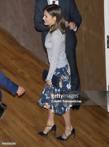 Queen Letizia of Spain delivers 'La Caixa' Scholarships at Caixa Forum cultural center on April 10, 2018 in Madrid, Spain