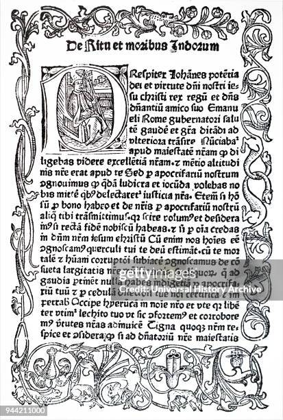 Illuminated manuscript depicting Prester John. Prester John is a legendary Christian patriarch and King popular in European chronicles and tradition....