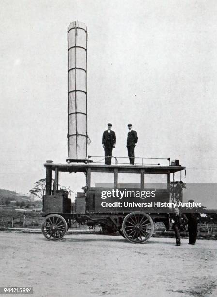 Photograph of the mobile radio station used by Guglielmo Marconi. Guglielmo Marconi an Italian inventor and electrical engineer. Dated 20th century.