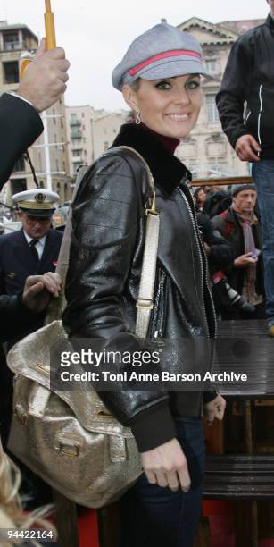 Laeticia Hallyday attends the Maud Fontenoy Foundation and new boat "Tahia"Launching at the Vieux-Port on November 28, 2008 in Marseille, France.