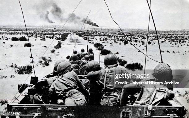 Israeli armoured column on the way to a Battle in the Sinai Region during the Six Day War 1967.