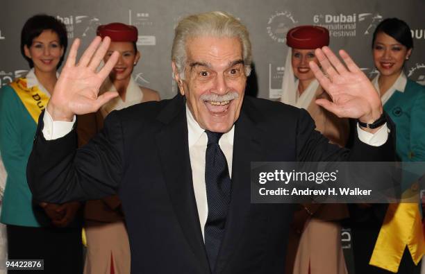 Actor Omar Sharif attends the "Cartagena" premiere during day six of the 6th Annual Dubai International Film Festival held at the Madinat Jumeriah...