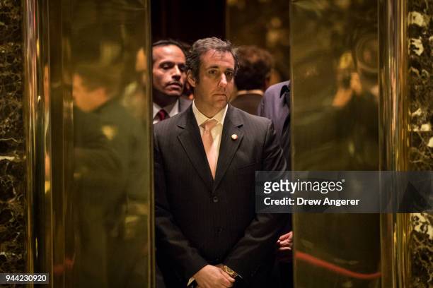 Michael Cohen, personal lawyer for President-elect Donald Trump, gets into an elevator at Trump Tower, December 12, 2016 in New York City....