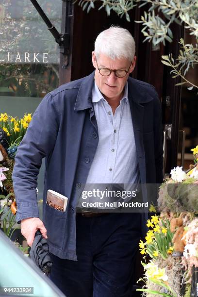 Jeremy Paxman seen visiting the Michael Van Clarke hair salon in Marylebone on April 10, 2018 in London, England.