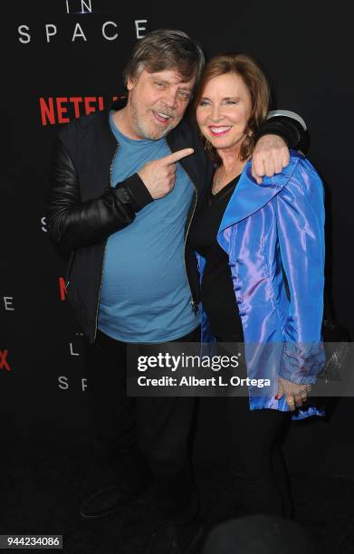 Actor Mark Hamill and his wife Marilou arrive for the Premiere Of Netflix's "Lost In Space" Season 1 held at The Cinerama Dome on April 9, 2018 in...