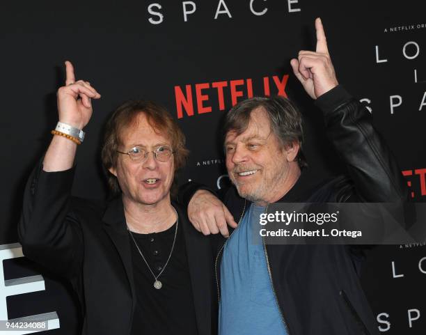 Actors Bill Mumy and Mark Hamill arrive for the Premiere Of Netflix's "Lost In Space" Season 1 held at The Cinerama Dome on April 9, 2018 in Los...