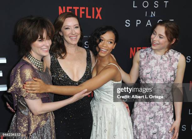 Parker Pose, Molly Parke, Taylor Russell and Mina Sundwall arrives for the Premiere Of Netflix's "Lost In Space" Season 1 held at The Cinerama Dome...