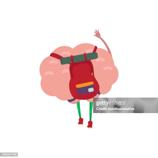 brain going to travel - hitchhiking stock illustrations