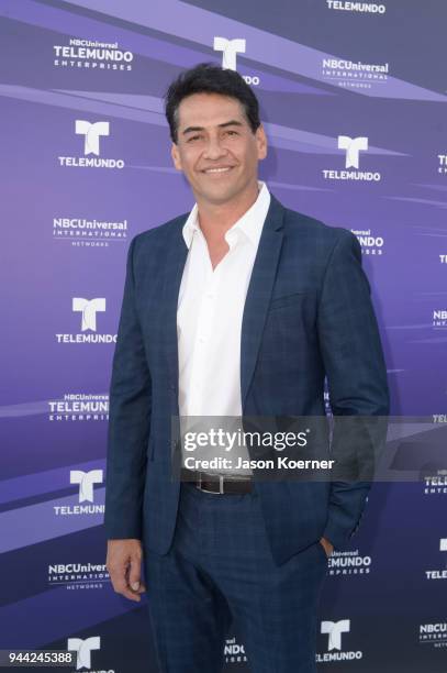 Gabriel Porras arrives at Telemundo Center Grand Opening - White Carpet at Telemundo Center on April 9, 2018 in Miami, Florida.