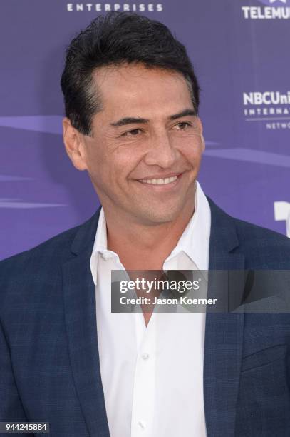 Gabriel Porras arrives at Telemundo Center Grand Opening - White Carpet at Telemundo Center on April 9, 2018 in Miami, Florida.