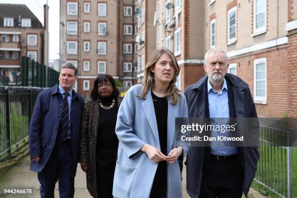 Labour leader Jeremy Corbyn, Leader of Camden Borough Council Georgia Gould, Shadow Home Secretary Diane Abbott and Shadow Brexit Secretary Sir Keir...